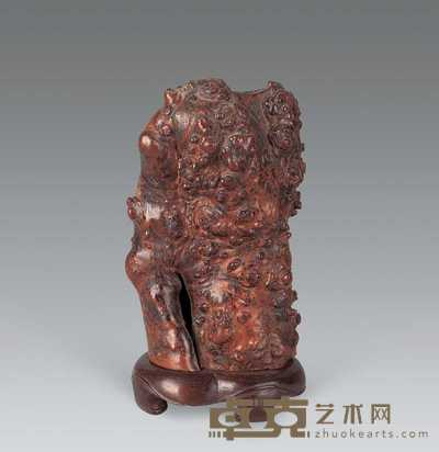 清 樱木雕笔筒 高15.5cm